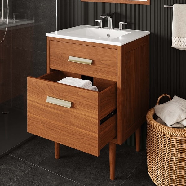 Cassia 24" Teak Wood Bathroom Vanity Cabinet (Sink Basin Not Included ...